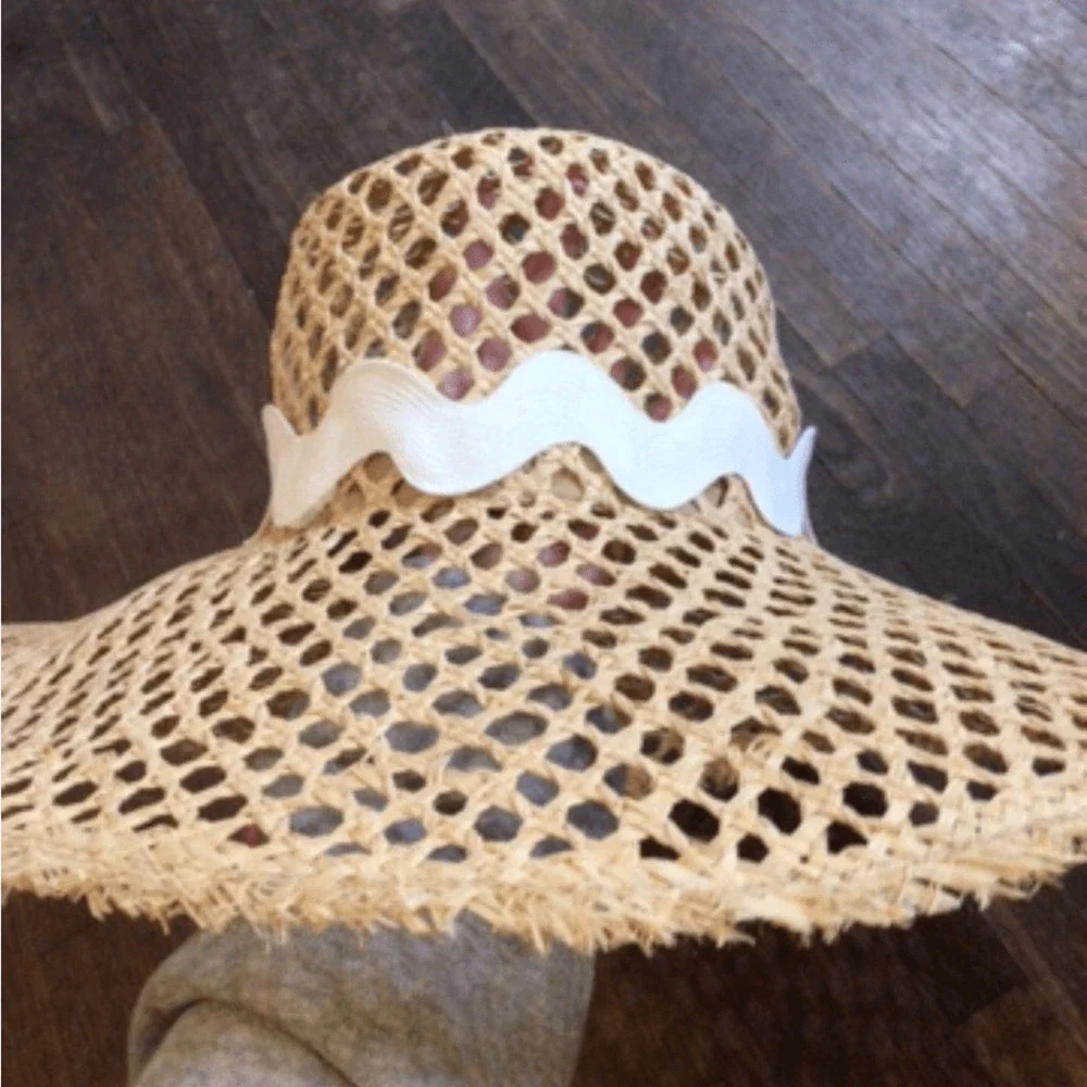 NEW ! RaRe Wyeth by Todd Magill Open-Weave Straw Sun Hat in Natural Tan